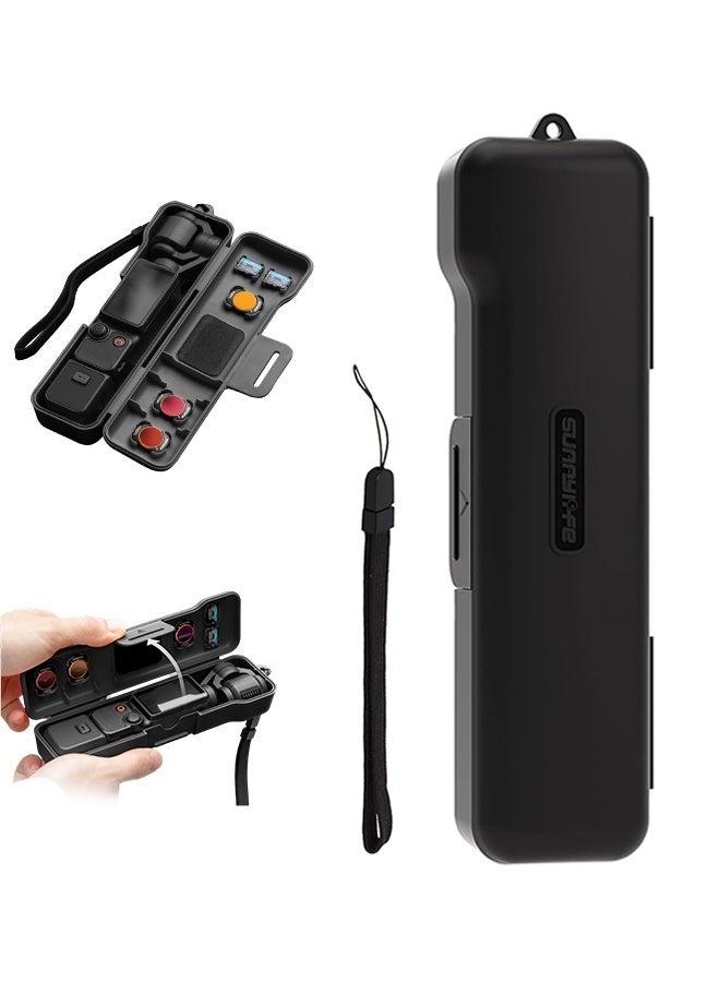 سني لايف جراب واقٍ مزود بحبل، متوافق مع كاميرا Osmo Pocket 3، غطاء بلاستيكي كامل للحماية، حقيبة سفر لحمل ملحقات Pocket 3 (أسود) - Image 1